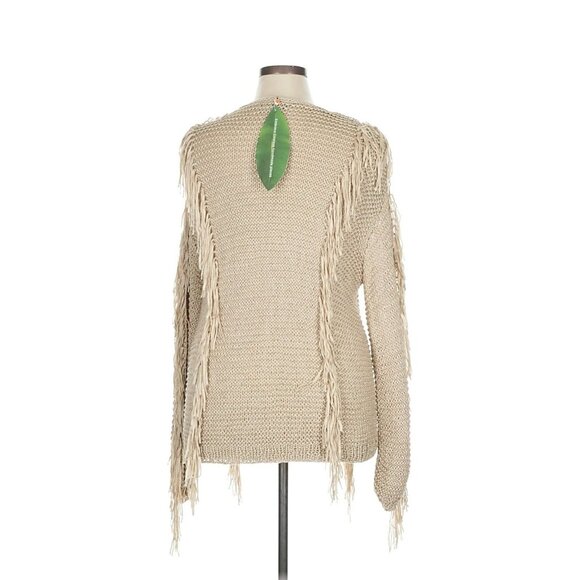 Farm Rio Sand Stripes Fringes Knit Cardigan Sz XL Button Up Boho Knitted NWT - Picture 5 of 9